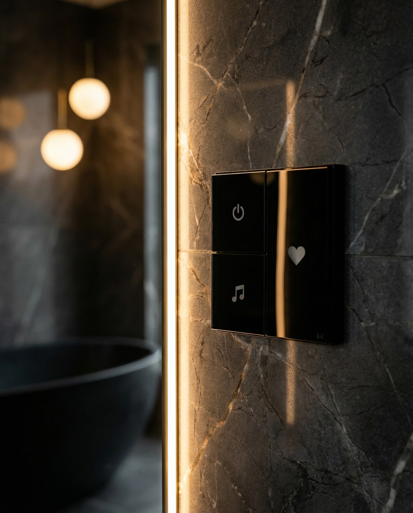 Keypad Defy Black sobre mármore